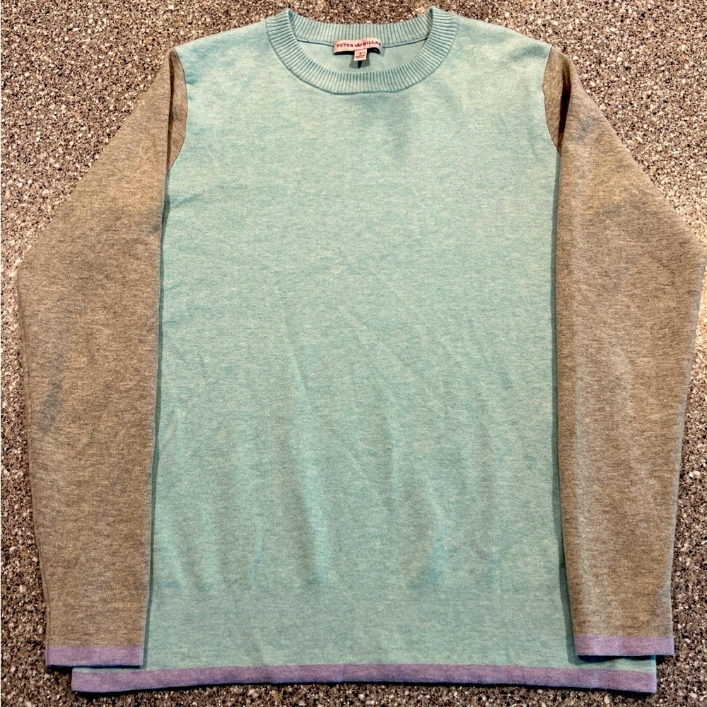 Peter Millar Julia Knitted Crew Neck Pullover Sweater Color Block Women's Small